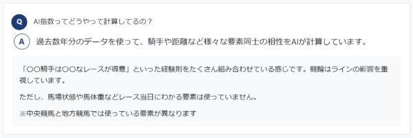 AI指数の計算方法に関する説明