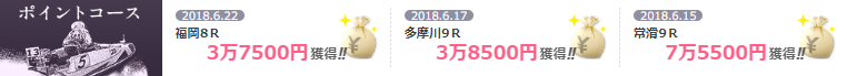 ポイントコースの的中実績表示（福岡8R・多摩川9R・常滑9Rなど）