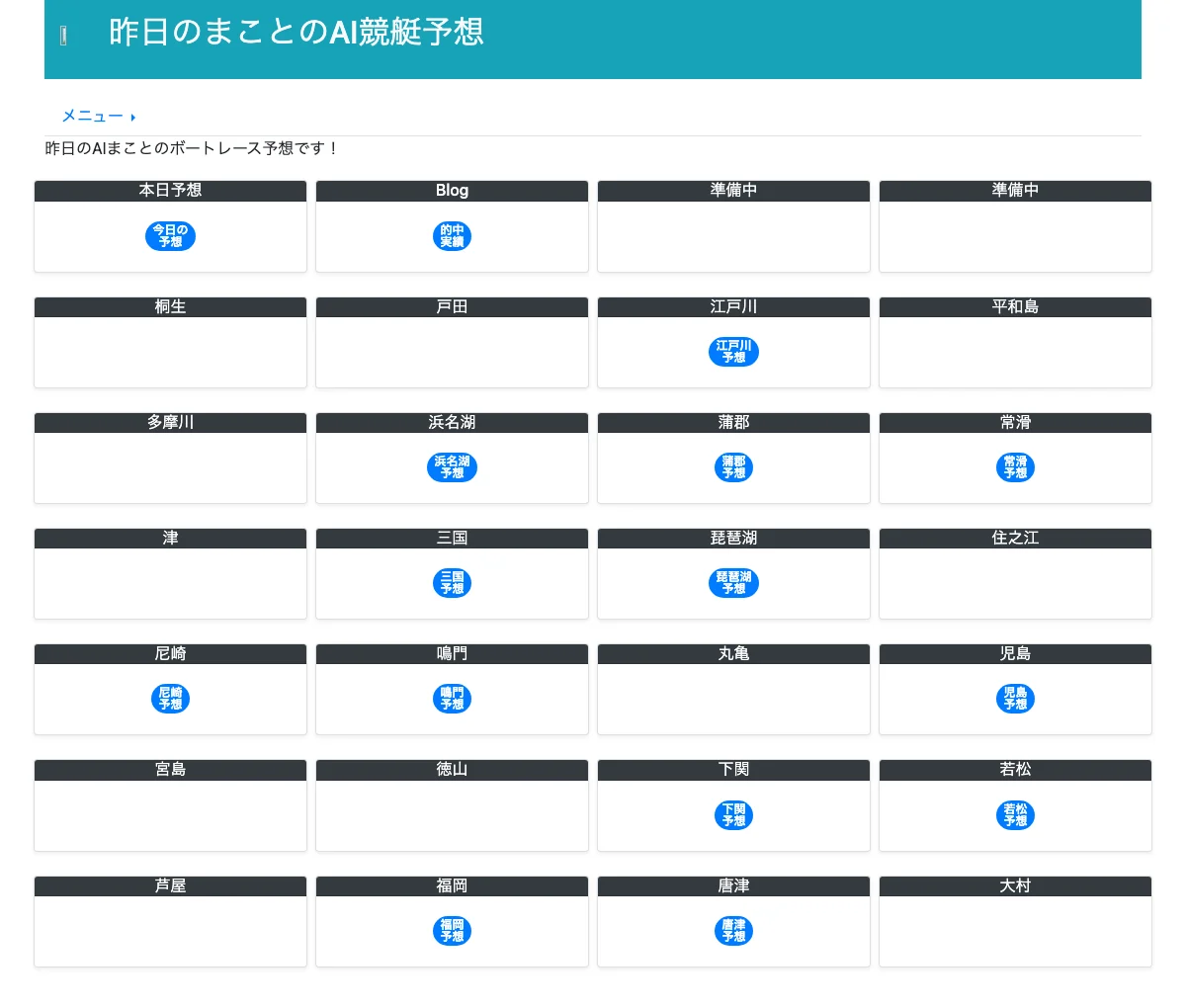 まことのAI競艇予想の昨日予想ページ