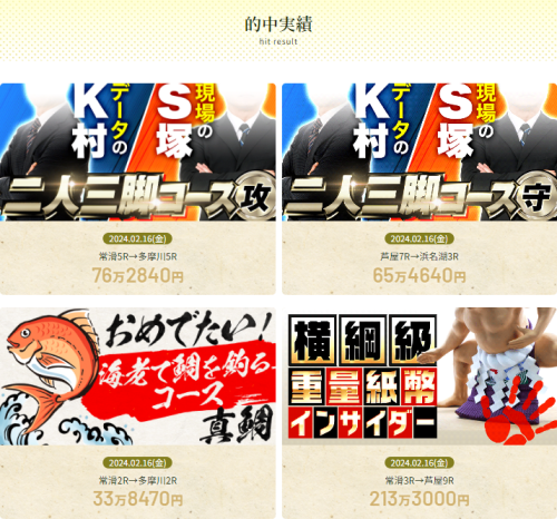 みずたびのサイトに掲載されていた的中実績の例