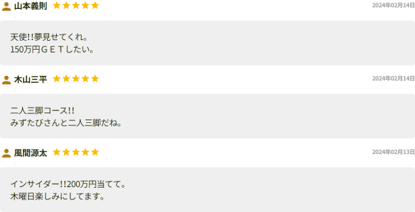 みずたびのサイト内に掲載されていた会員の口コミ欄