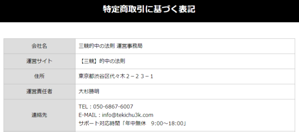 三競的中の法則の特定商取引法に基づく表記